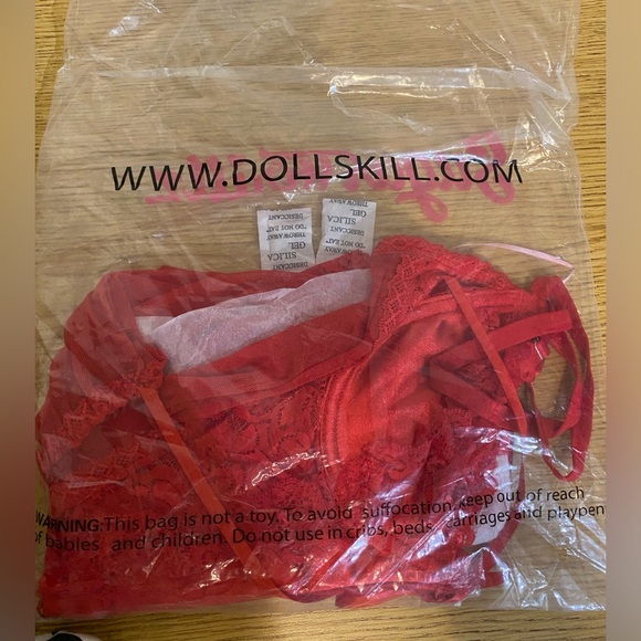 Dolls Kill Sugar Thrillz “Spoiled But Not Rotten” red goth lace lingerie teddy - Picture 13 of 13